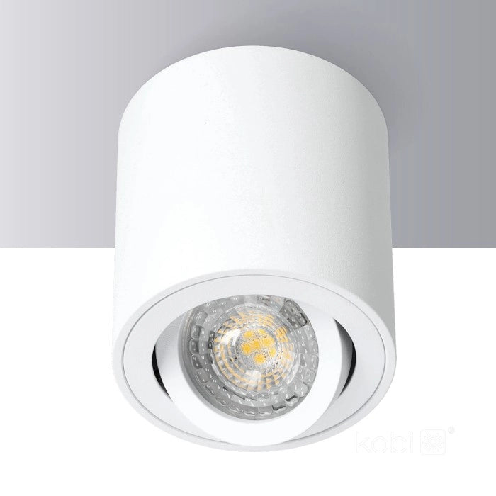 Spot soffitto a vista rotondo Ø8 bianco orientabile GU10