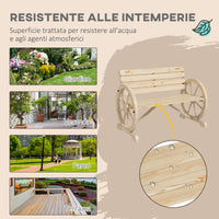 Panchina da Giardino 2 Posti 105,5x56x79 cm con Braccioli a Ruota di Carro in Legno a Doghe