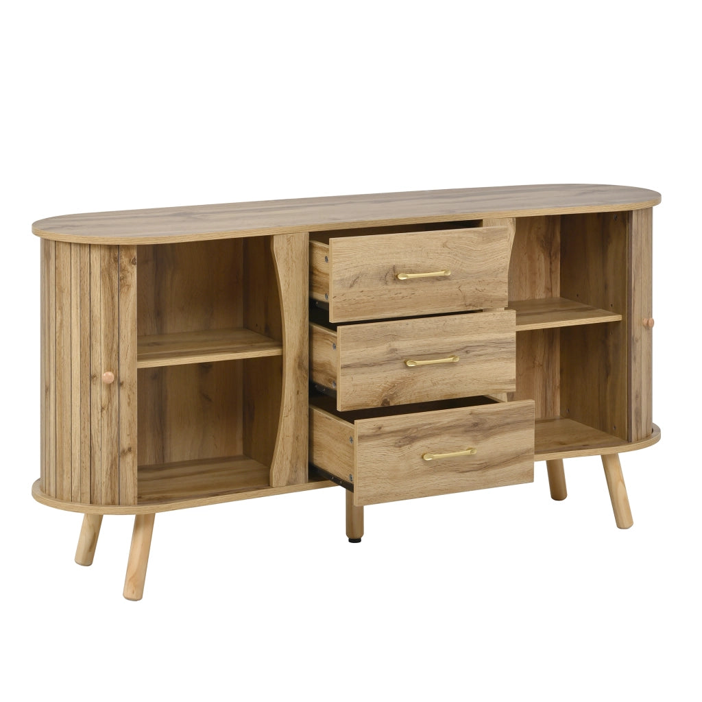 Set Soggiorno 3pz Mobile TV, Credenza e Tavolino ¨C MINIMAL ¨C Legno, Ante Scorrevoli