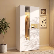 ARMADIO 3 ante con LED 90x50x200 cm Bianco MDF e vetro