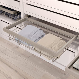 Kit Cestello in Filo Metallico e Telaio per Armadio 600 mm in Alluminio e Plastica Emuca