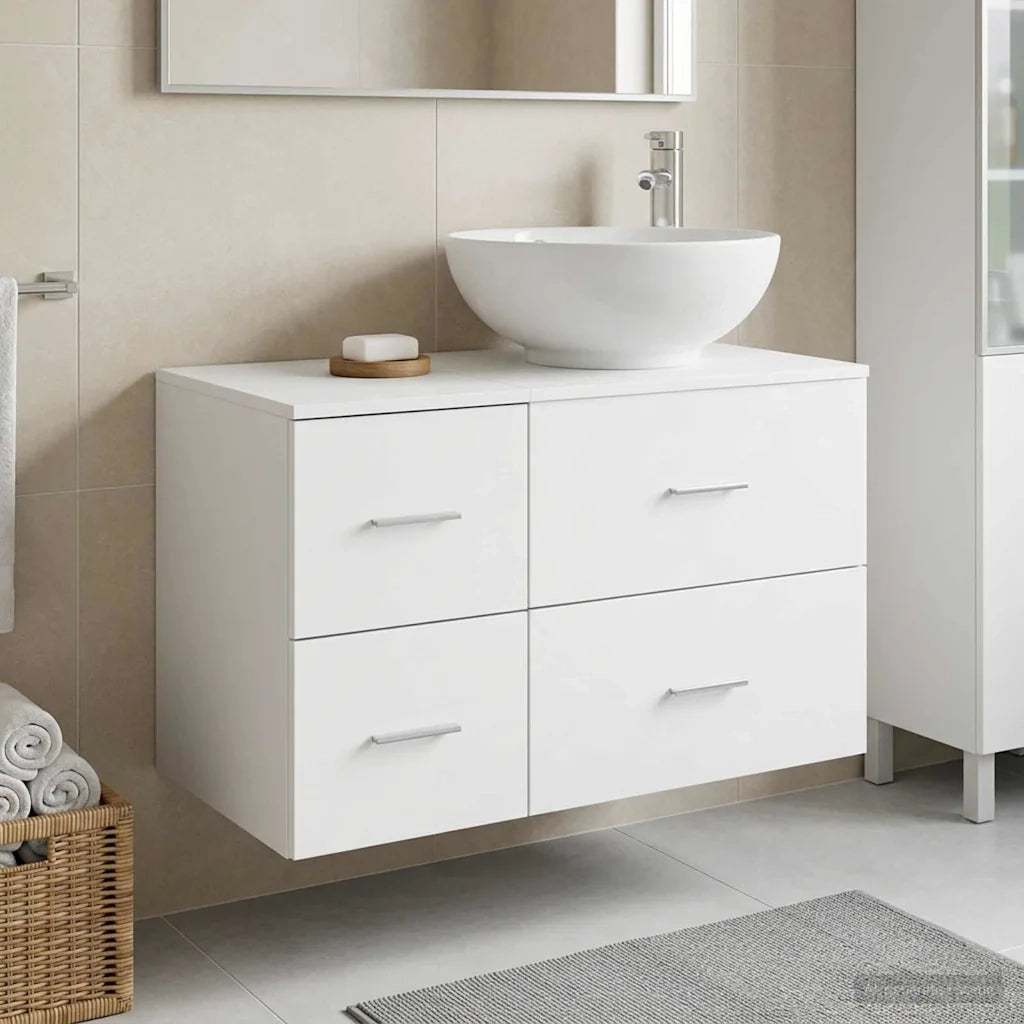 Set di mobili per il bagno 2 pz Bianco Legno ingegnerizzato 3403992
