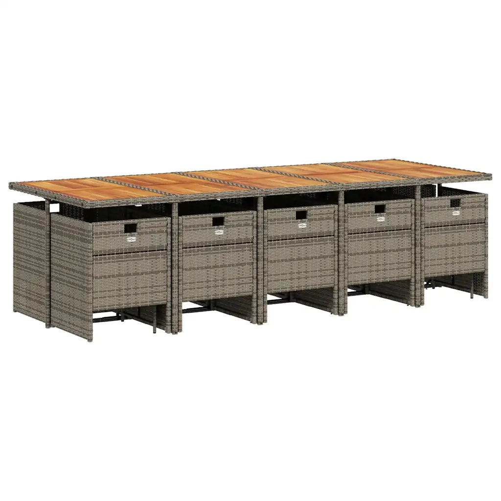 Set da Pranzo da Giardino 15 pz con Cuscini Grigio Polyrattan 3210638