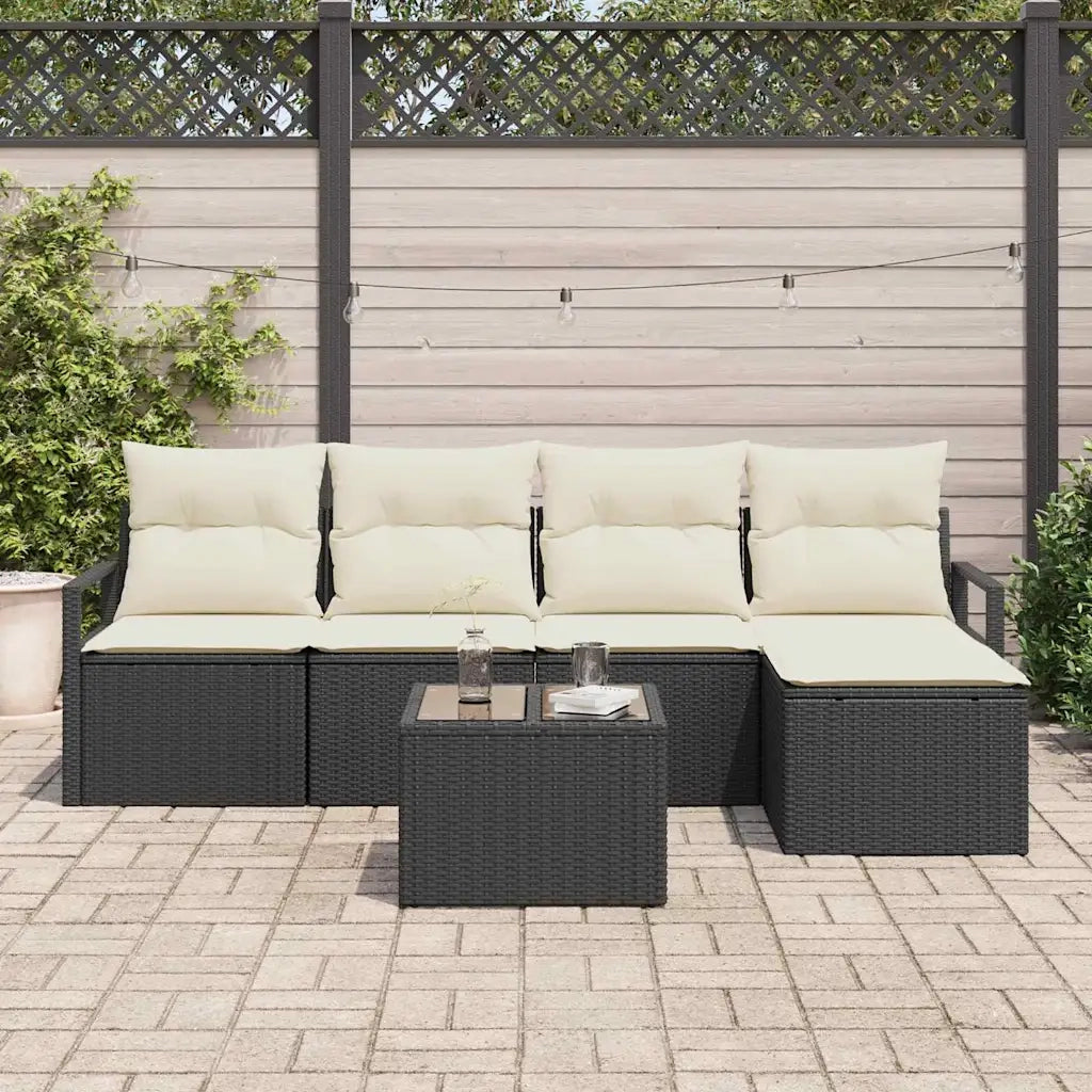 Set di divani con cuscino 6 pcs Nero polyrattan 3346347