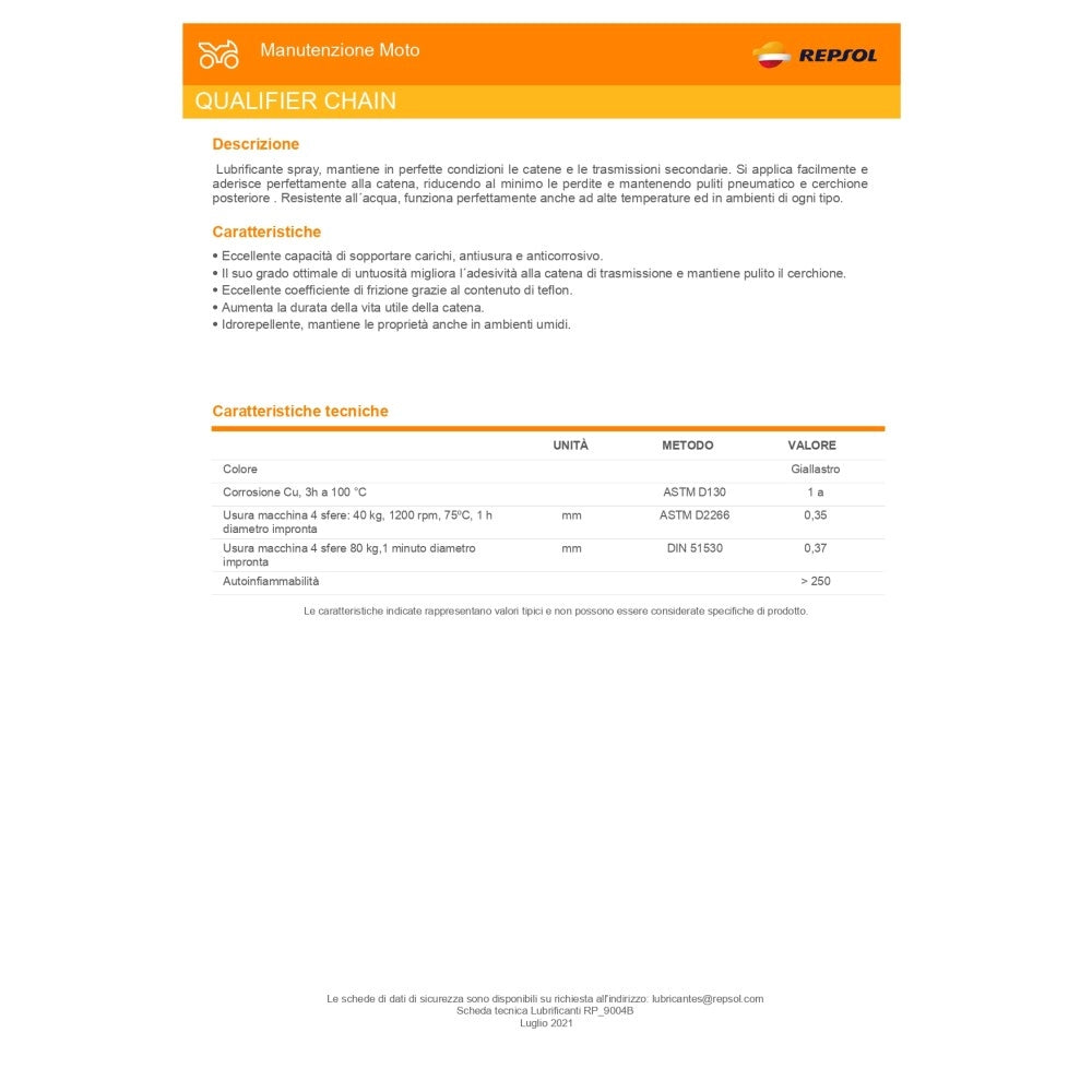 Repsol qualifier 400ml / 257gr grasso lubrificante ad alta adesività per catene motocicli