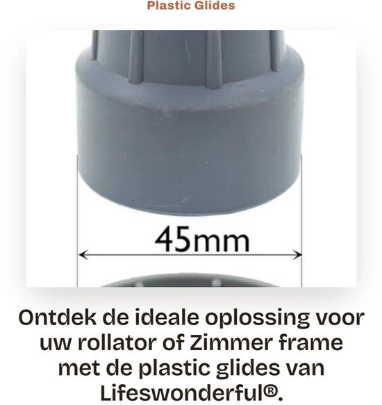 Gomme antiscivolo per rollatori - Gomme antiscivolo per lettini da letto - Antiscivolo - Basso attrito - Diametro base 45 mm - Facile da installare - Rollator
