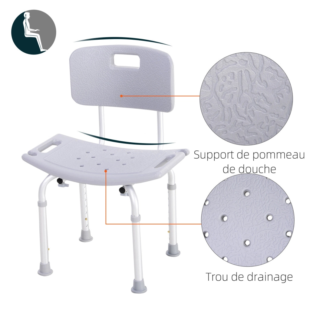Sedia da Doccia Ergonomica Regolabile ¨C Zephmum ¨C Grigio HDPE 136kg