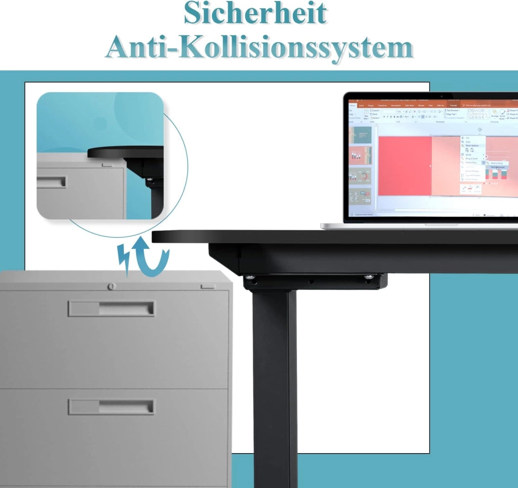 Scrivania Regolabile in Altezza con 2 Motori, portata fino a 120 kg, struttura con controllo memory, protezione da collisioni e funzione Softstart/Stop