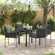 Set da Pranzo per Giardino 5 pcs Nero e Grigio Rattan in PE 3379101