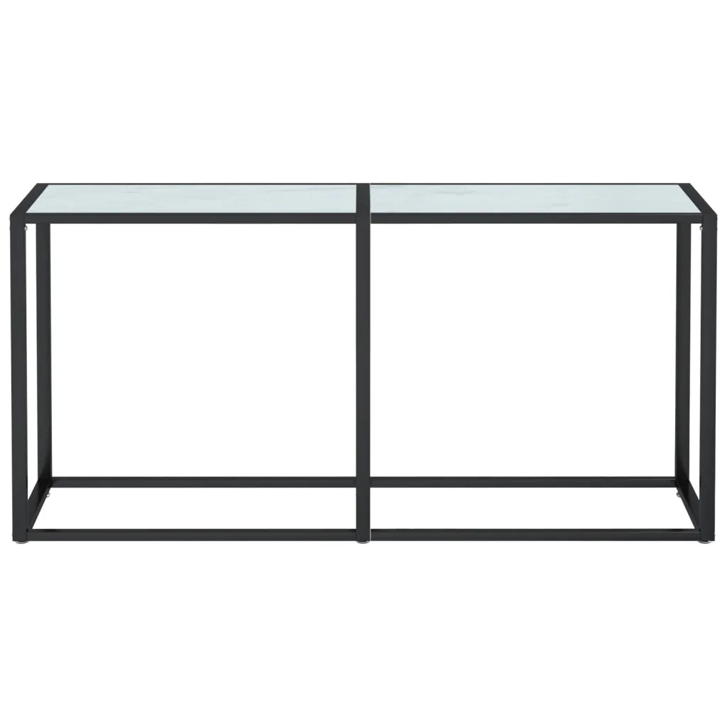 Tavolo Consolle Bianco Marmo 160x35x75,5 cm in Vetro Temperato cod mxl 20553