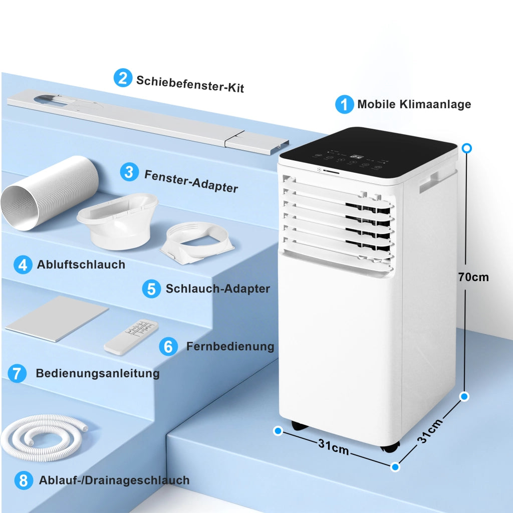 ZMH Condizionatore portatile 3 in 1 9000BTU con raffreddamento e ventilazione modalità notturna silenziosa adatto