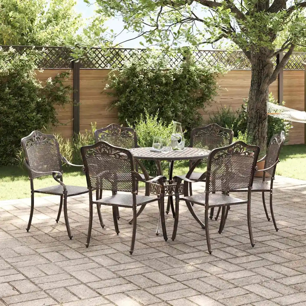 Set da Pranzo per Giardino 7 pcs Bronzo Alluminio 3334704