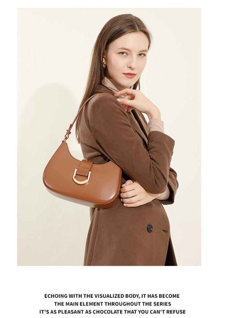 Borsa a tracolla da donna in vera pelle marrone