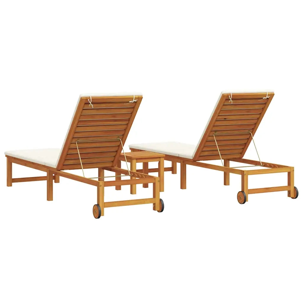 Lettino da sole 3 pcs Marrone Legno di Acacia Massello 3333834