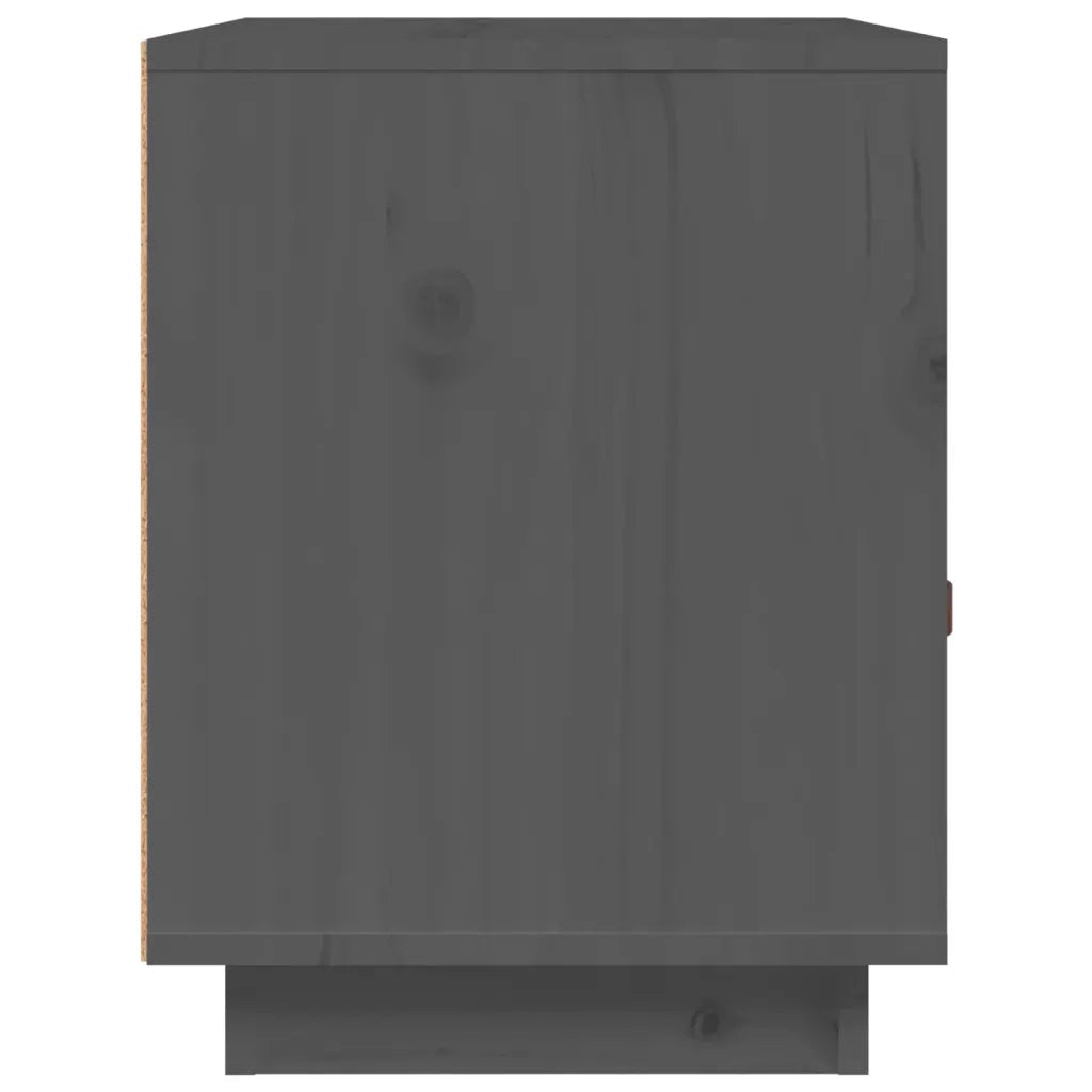 Comodino Grigio 40x34x45 cm in Legno Massello di Pino 818299