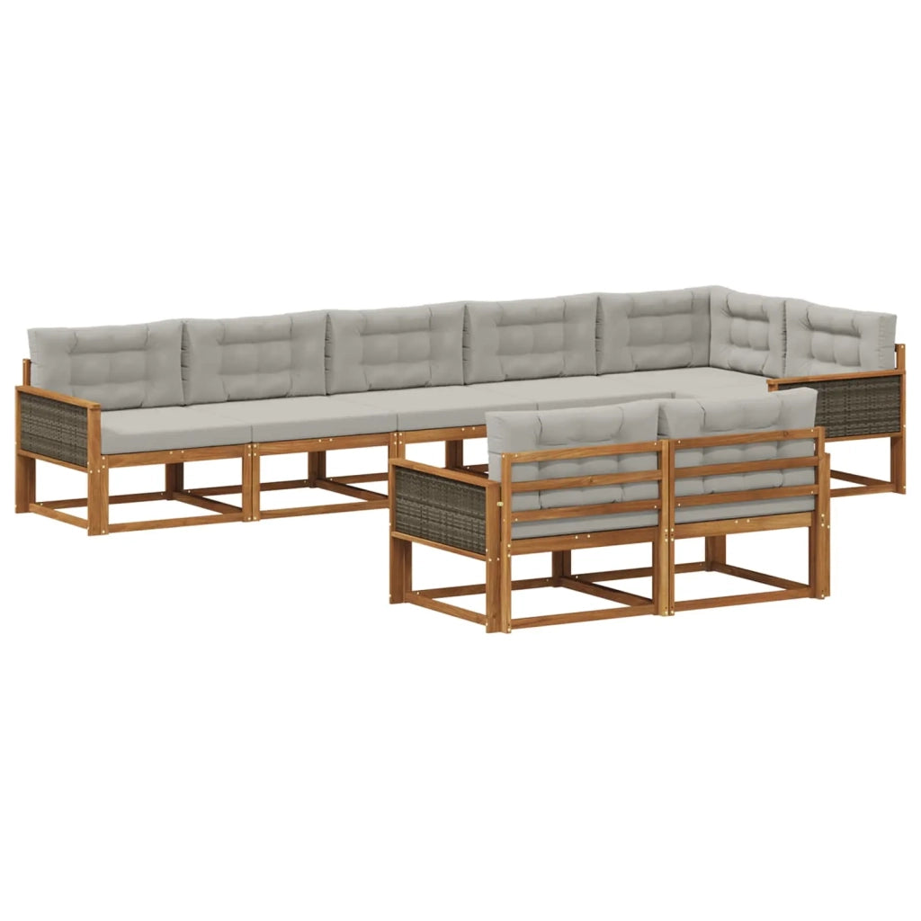 Set di divani da esterno 8 pz Naturale e Grigio chiaro 3382659