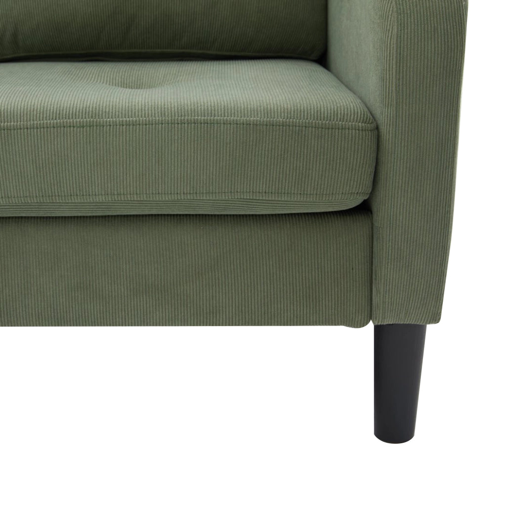 Divano Angolare 3 Posti con Chaise Longue ¨C MINIMAL ¨C Velluto a Coste, Gambe in Plastica, 166x118x77