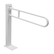 Barra di sostegno ribaltabile a colonna per disabili 85 cm in acciaio bianco con porta rotolo
