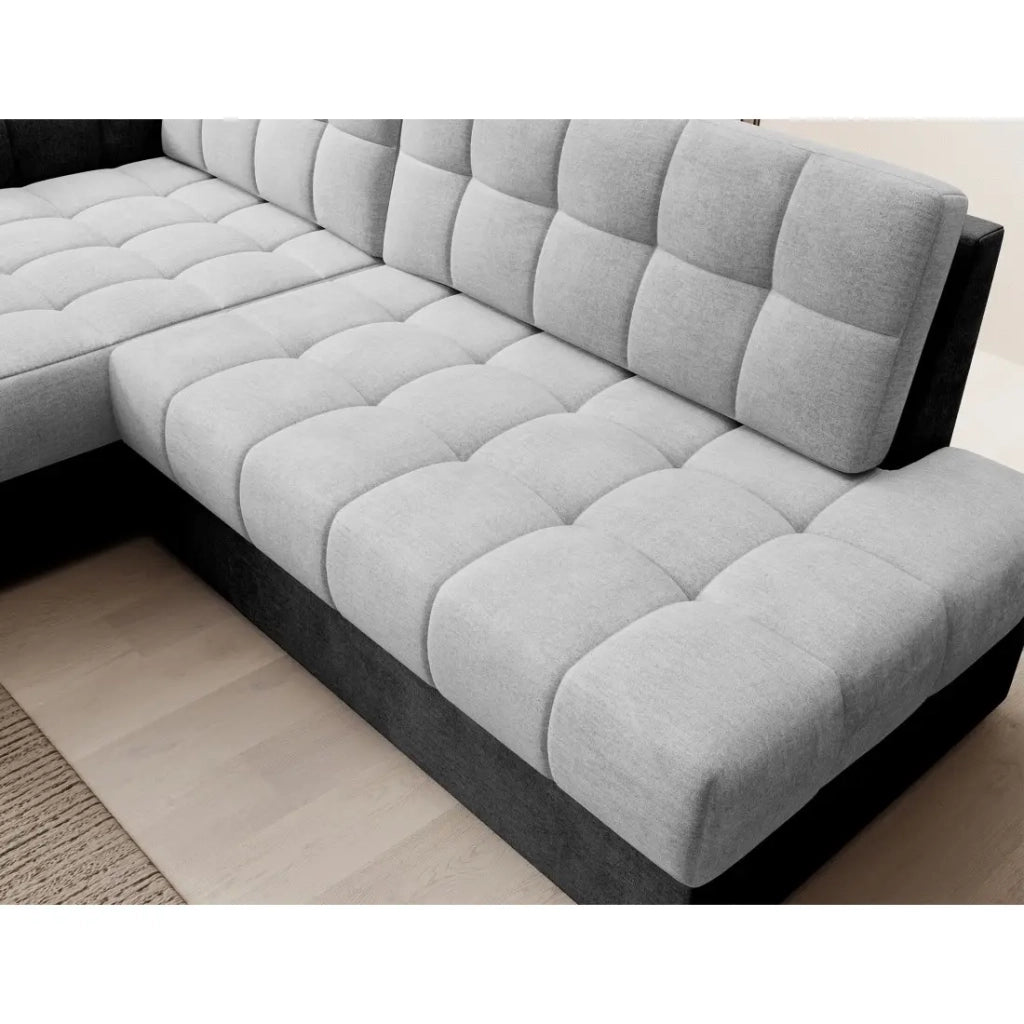 Divano angolare convertibile CUBITO grigio e nero 240 cm con vano contenitore
