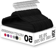 Hangers per abbigliamento in flanella antiscivolo - Premium - Flanella robusta - Nero (50 pezzi)