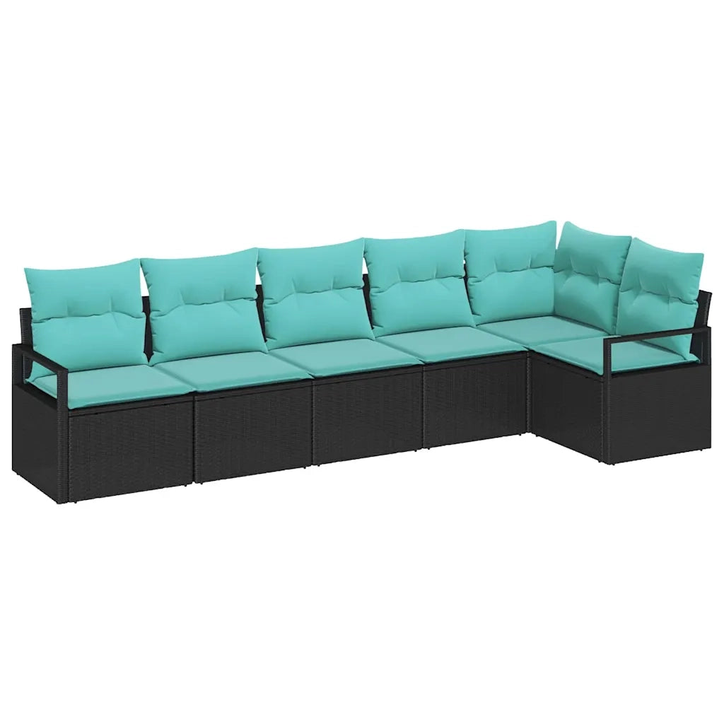 Set di divani 6 pcs Nero polyrattan