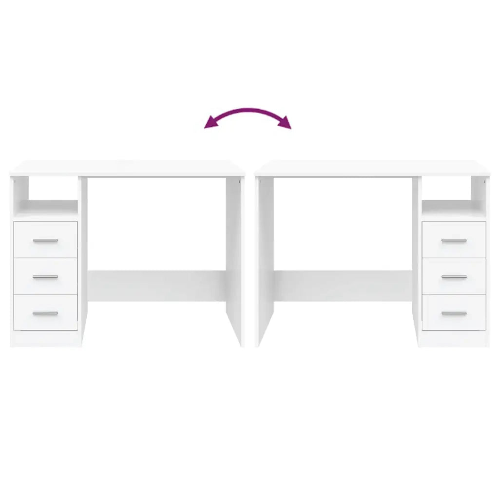Scrivania con Cassetti-Scrivanie per ufficio e studio Bianca 102x50x76 cm in Legno Multistrato