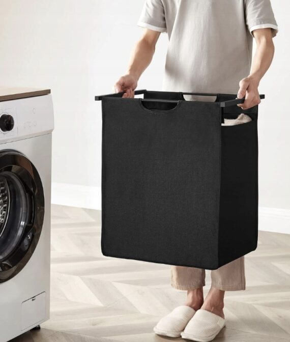 Cesto della biancheria, nero 72x33x50 cm