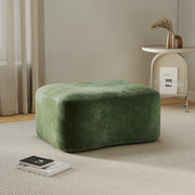 Divano modulare in velluto verde con pouf collegabile, design ondulato senza telaio