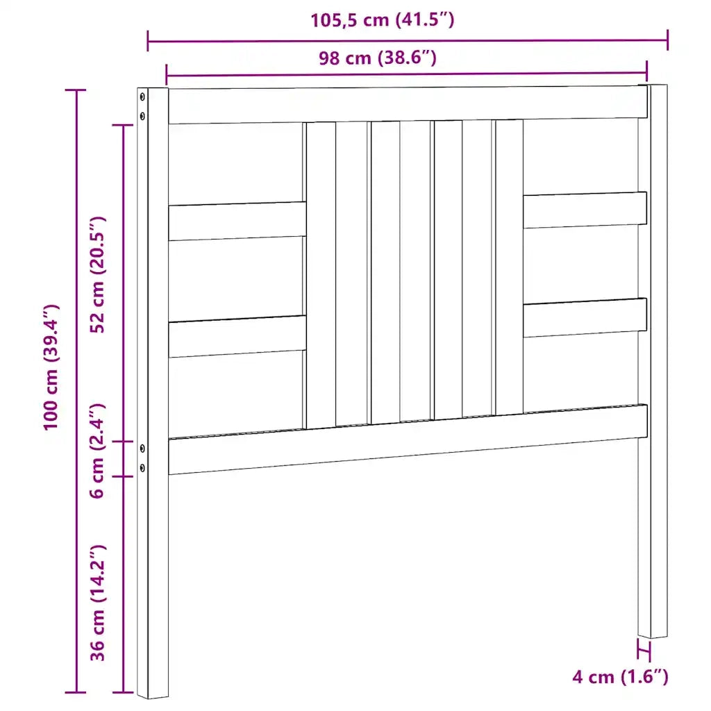 Testiera per Letto Bianca 106x4x100 cm Legno Massello di Pino 817826