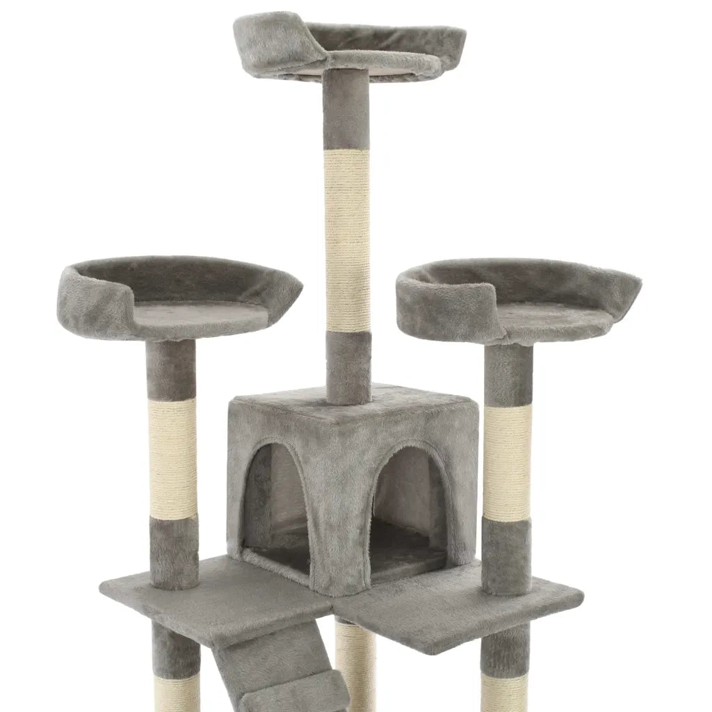 Albero per Gatti con Tiragraffi in Sisal 170 cm Grigio CFW7824444