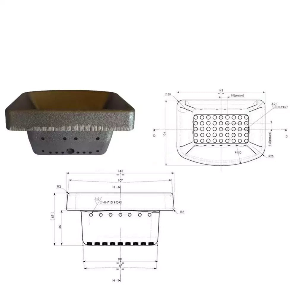 BRACIERE IN GHISA PER STUFA A PELLET ECOTECK RAVELLI 100-07-001N - UNIVERSALE