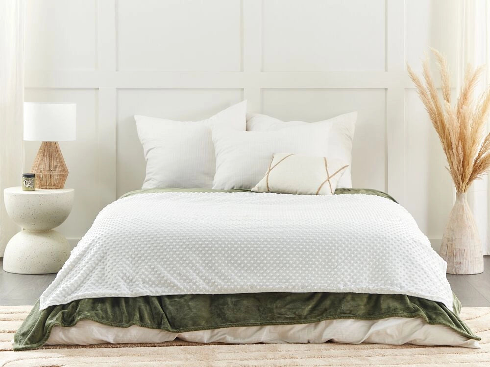 Copripiumino per coperta ponderata Bianca Tessuto poliestere 120 x 180 cm Motivo a pois Design moderno Tessile camera da letto