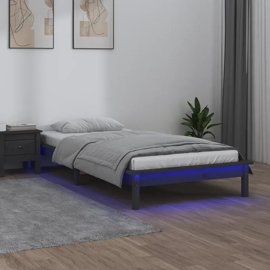 Giroletto con LED Grigio 90x200 cm in Legno Massello 820593