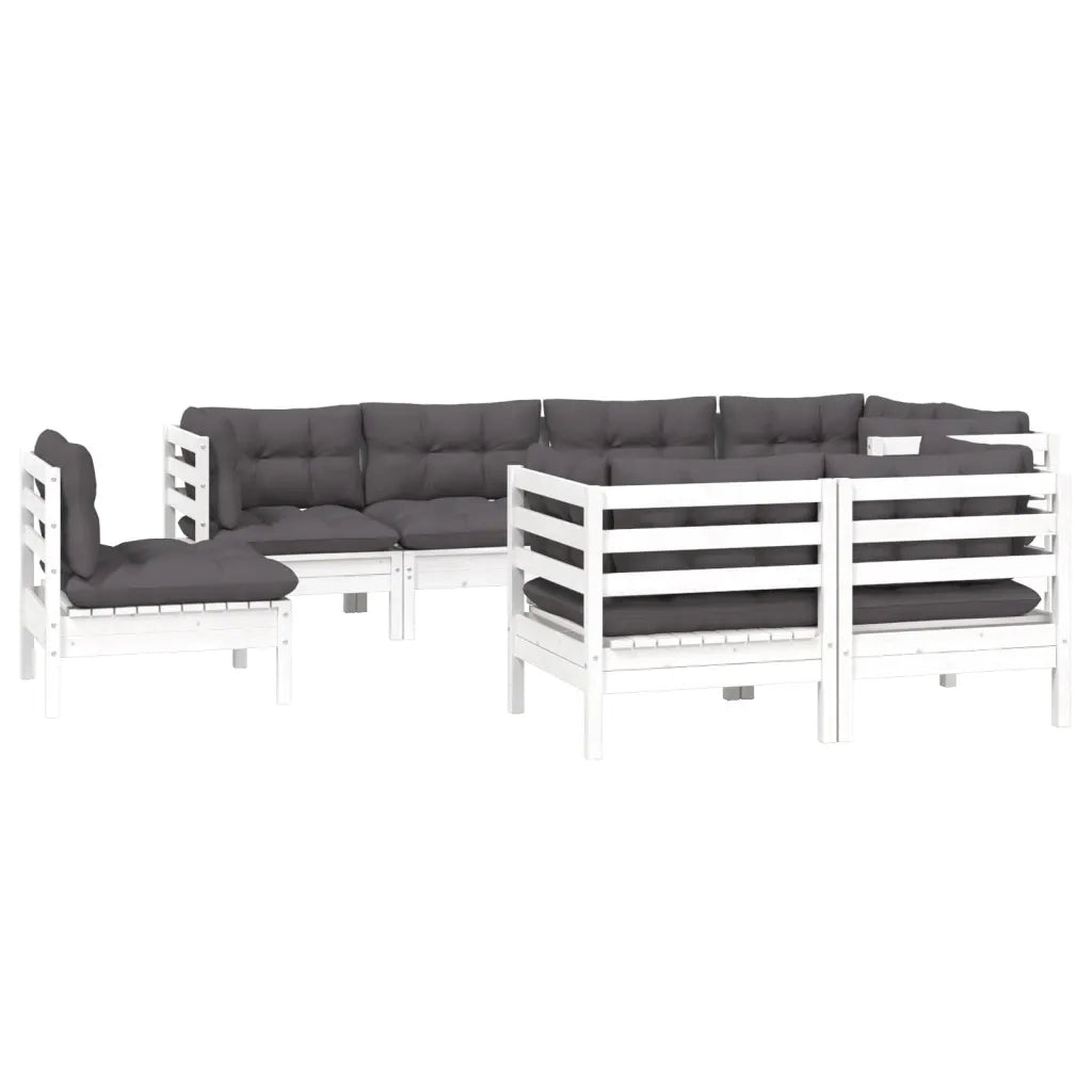 Set Divani da Giardino 8 pz con Cuscini Bianchi Legno di Pino cod mxl 44447