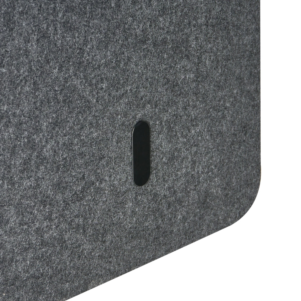 Parete divisoria angolare per scrivania Pannello in PET grigio scuro Morsetti di fissaggio in acciaio 120 x 60 x 50 cm Parete divisoria acustica Modulare Home Office