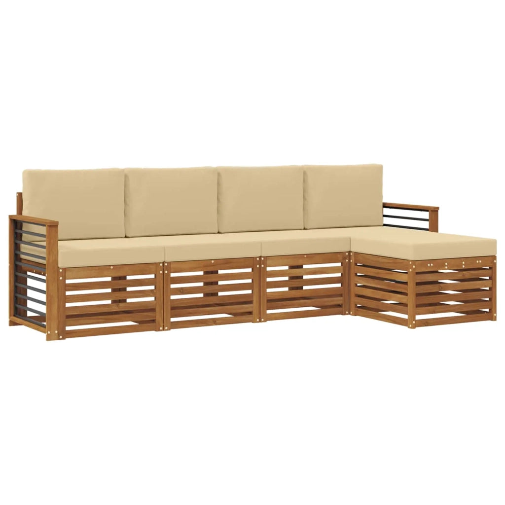 Set di divani da esterno con cuscino 5 pcs Naturale e Beige