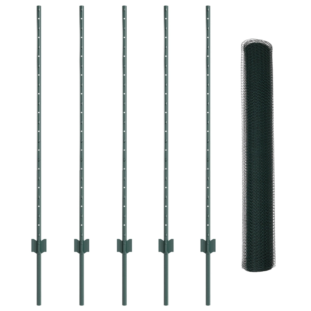 Pali da Recinzione  5 pcs U-Channel Verde 120 cm Acciaio
