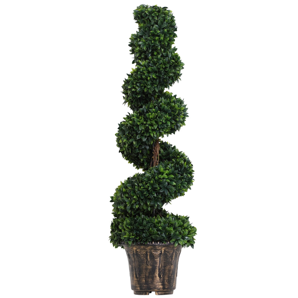 Piante Finte da Interno di Bosso a Spirale 120cm, Pianta Artificiale da Interno ed Esterni con Vaso Incluso, Pianta Finta per , Verde