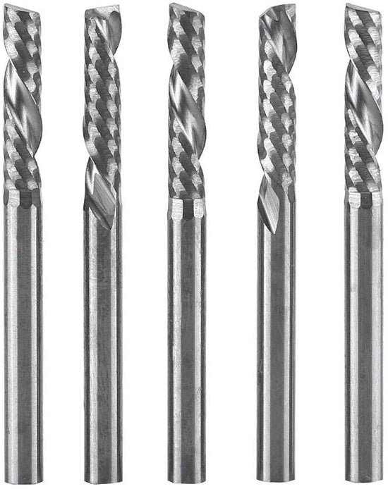 Set di 5 Bit di Rottura per Legno con Carburo Massiccio per Carving e Houtbewerking 

 Specifiche tecniche:
 - Diametro di taglio: 1/8"
 - Diametro della testa: 12mm
 - Lunghezza di taglio: Spiralette