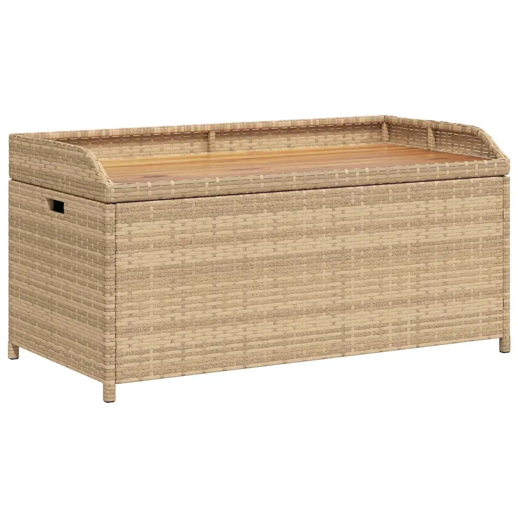 Panca Portaoggetti Beige Misto 100x50x52 cm Polyrattan e Acacia 365951