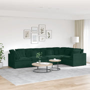vidaXL Divano Modulare con Cuscini in Velluto Verde Scuro