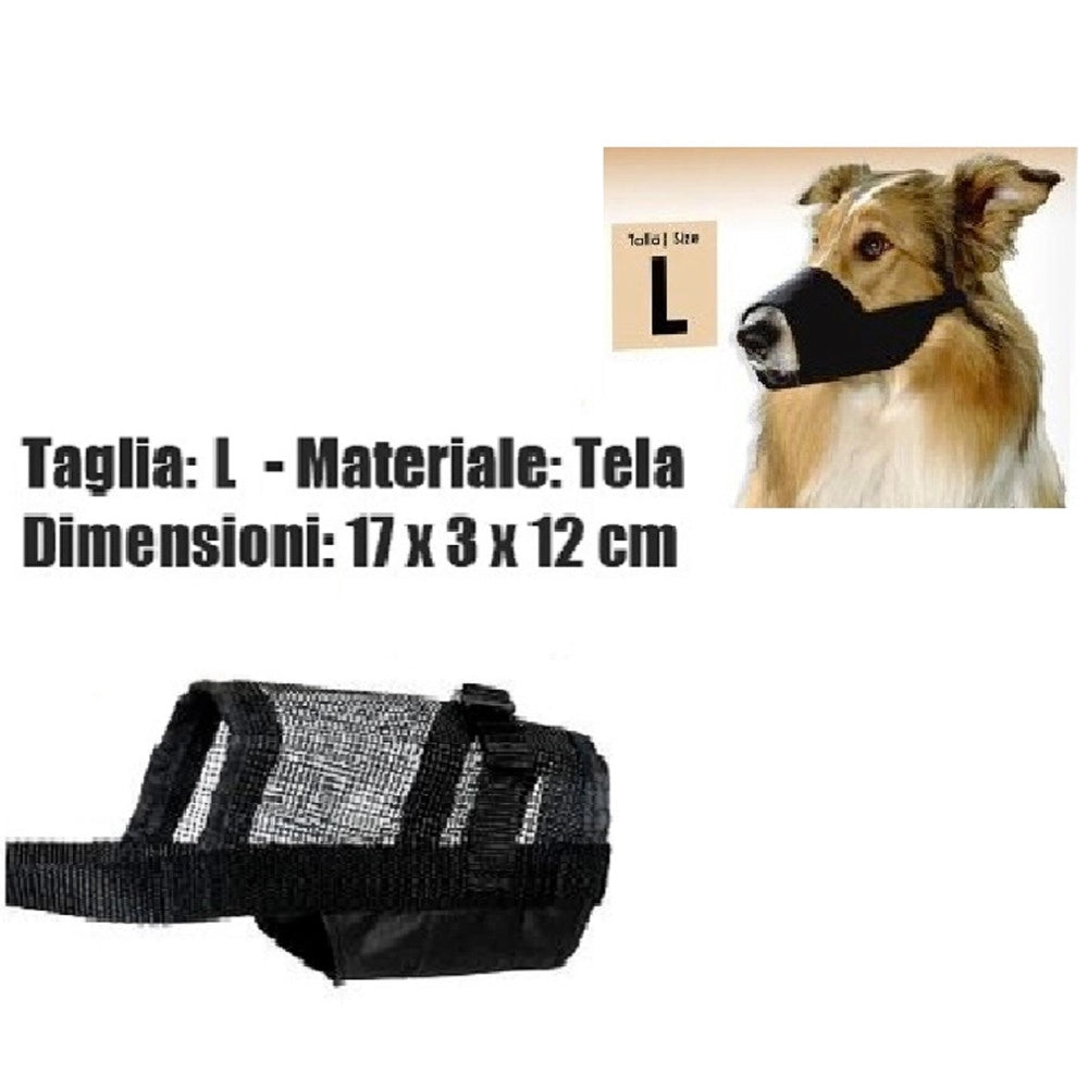 Trade Shop - Museruola Cane Misura L In Tela Robusta Leggera Atossica Lavabile Nero -