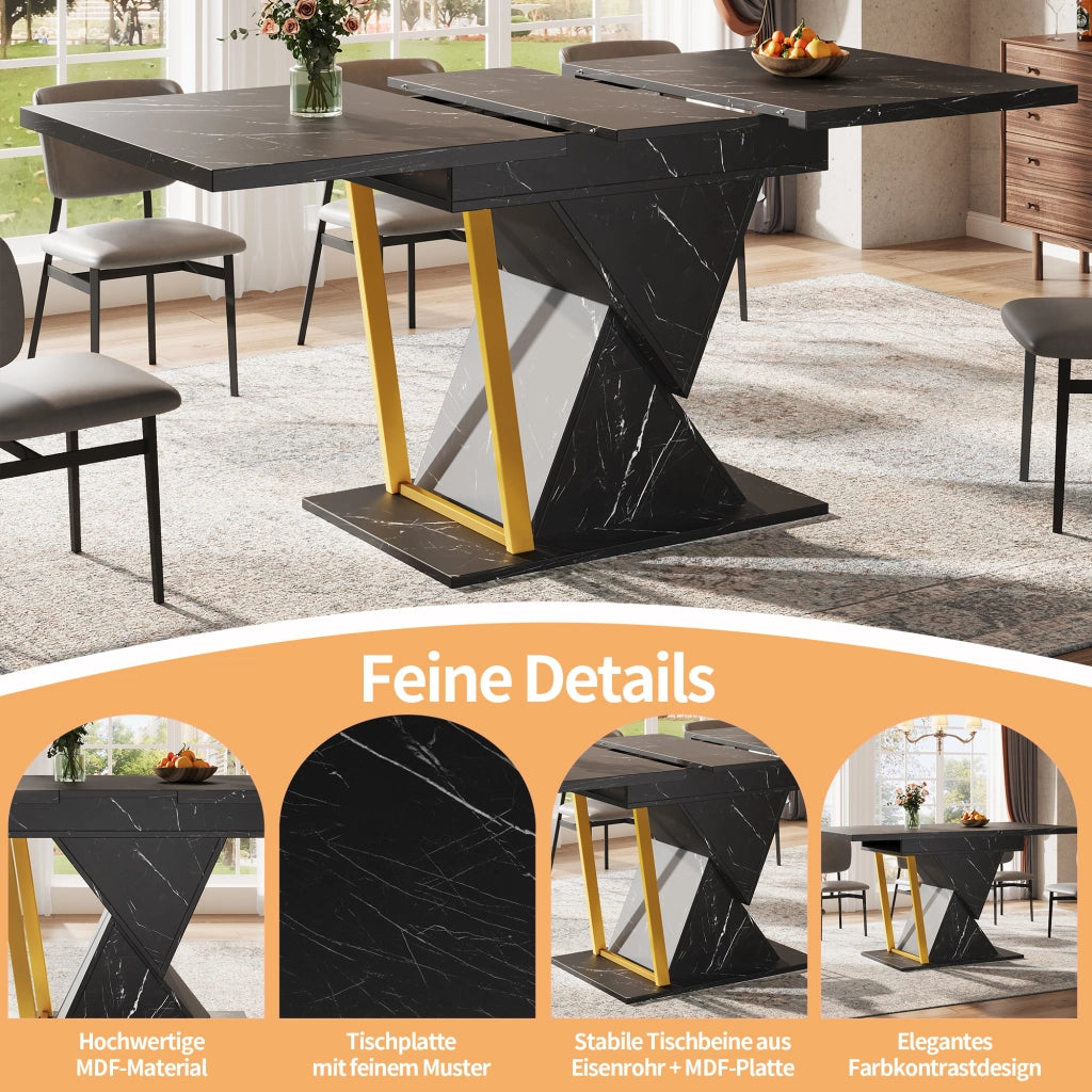 TAVOLO Allungabile 110-140x80x76 cm MDF e Metallo Nero