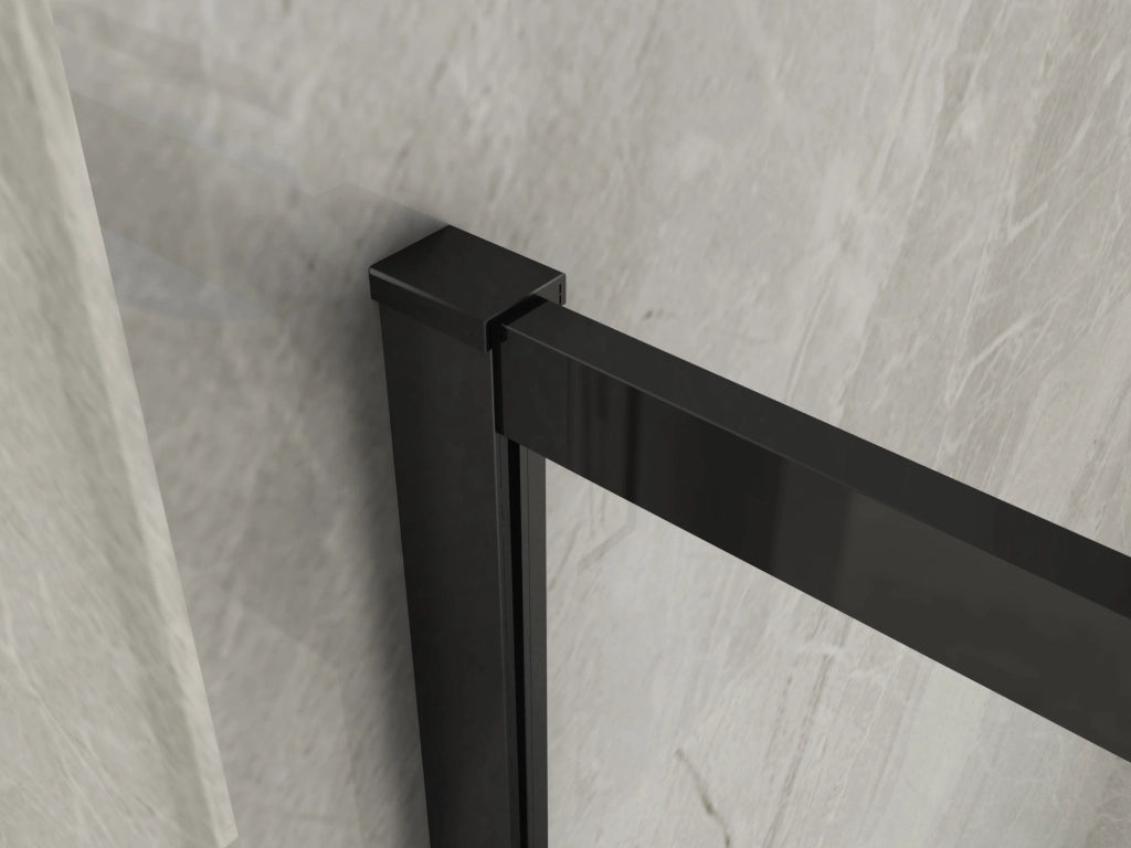 Parete doccia walkin nero cristallo 8mm trasparente 140cm H195cm Tevaglas Bluern