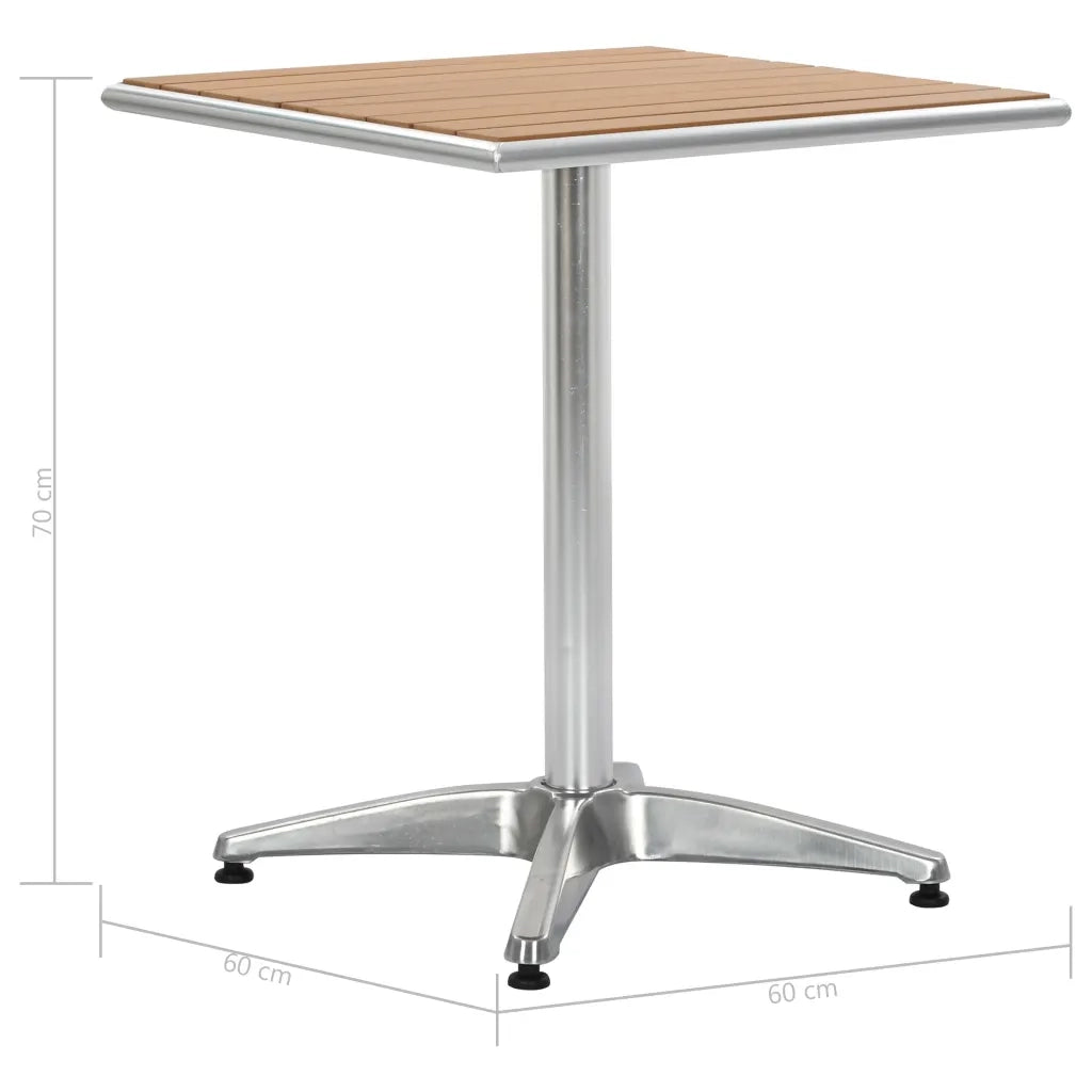 Tavolo da Giardino Argento 60x60x70 cm in Alluminio e WPC cod mxl 54664
