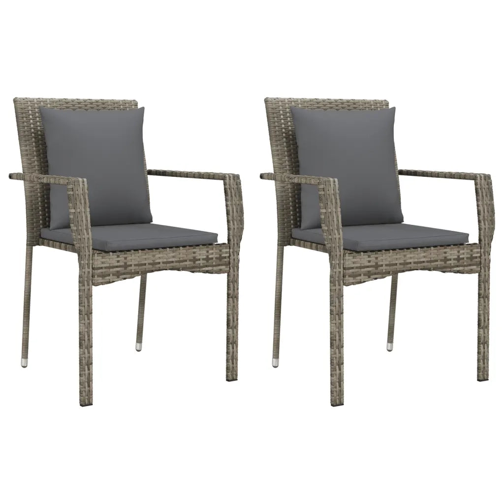 Sedie da Giardino con Cuscini 2 pz in Polyrattan Grigie 319878
