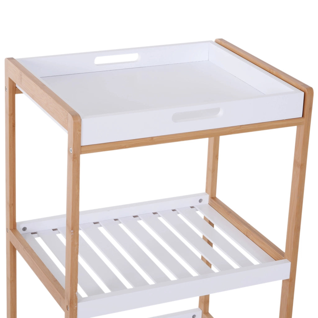 Carrello da cucina con ruote 2 ripiani + piano amovibile ¨C zephmum ¨C bianco MDF