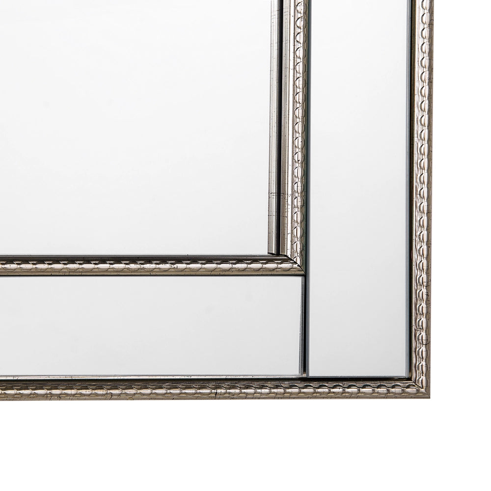 Specchio da parete argento con dorato 50 x 130 cm verticale minimalista Art Deco camera da letto comò soggiorno