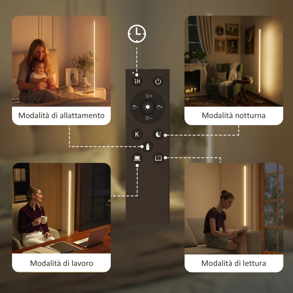 Lampada da Terra LED Regolabile ¨C Zephmum ¨C 150 cm Argento