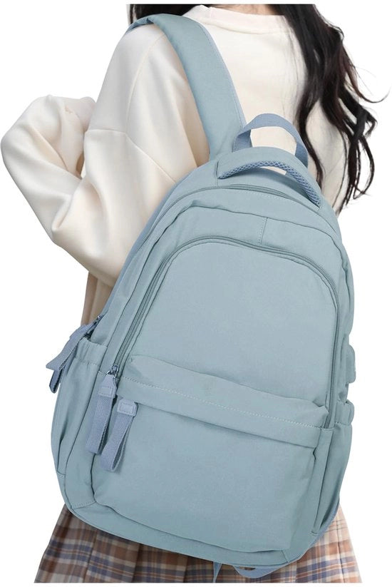 Borsa da Spalla per Donna, Scuola, Casual, Borsa da Scuola per Ragazze, Teenager, Borsa da Scuola per Università, Borsa da Viaggio per Lavoro con Alimentatore USB, Borsa da Spalla per Laptop 14 Pollici, Impermeabile, Blu chiaro